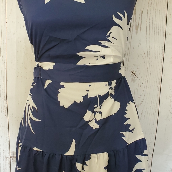 Kara and Kate sleeveless maxi dress halter neckline blue with white flowers S - Picture 4 of 16